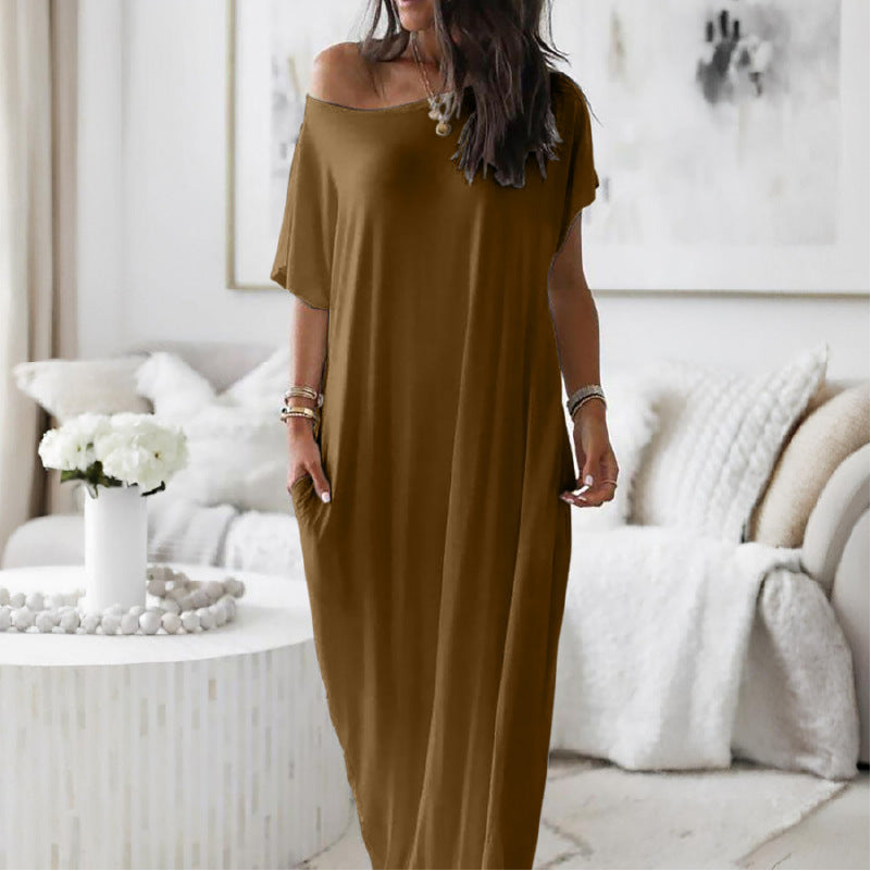 Beatriz - Vestido Casual Oversize Asimétrico con Hombros Descubiertos