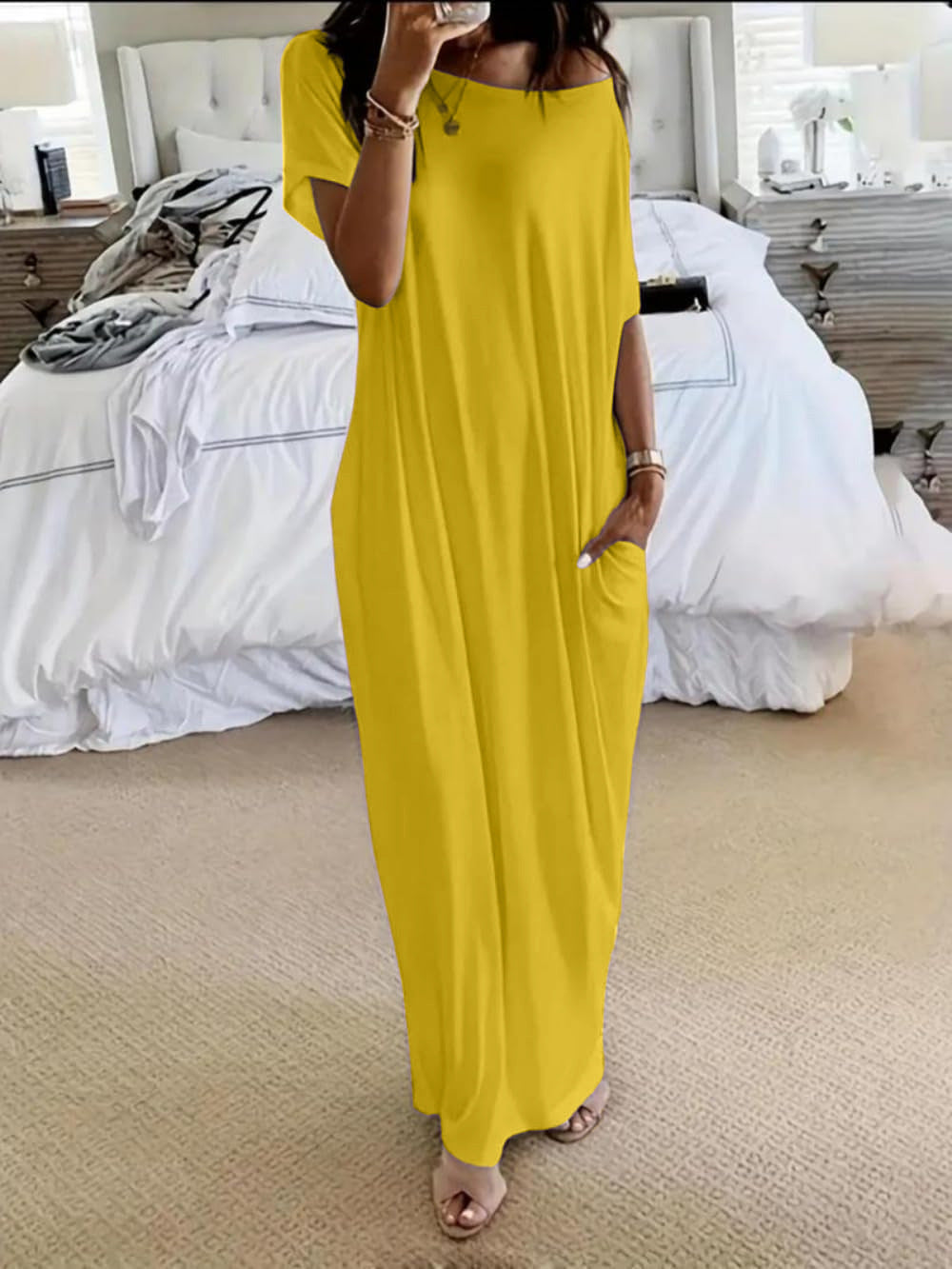 Beatriz - Vestido Casual Oversize Asimétrico con Hombros Descubiertos