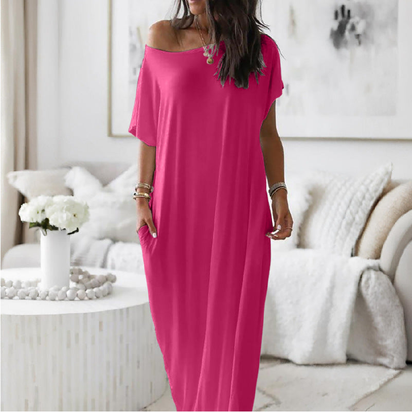 Beatriz - Vestido Casual Oversize Asimétrico con Hombros Descubiertos