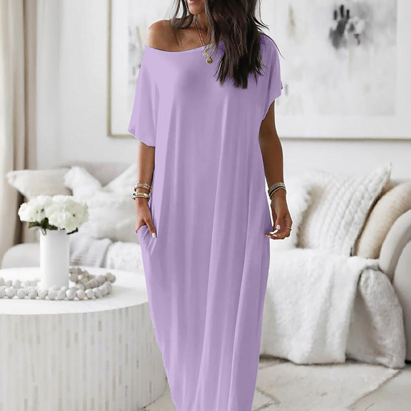 Beatriz - Vestido Casual Oversize Asimétrico con Hombros Descubiertos