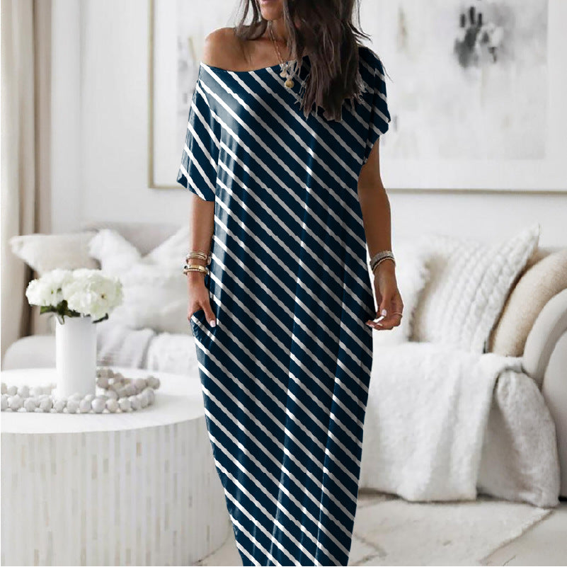 Beatriz - Vestido Casual Oversize Asimétrico con Hombros Descubiertos