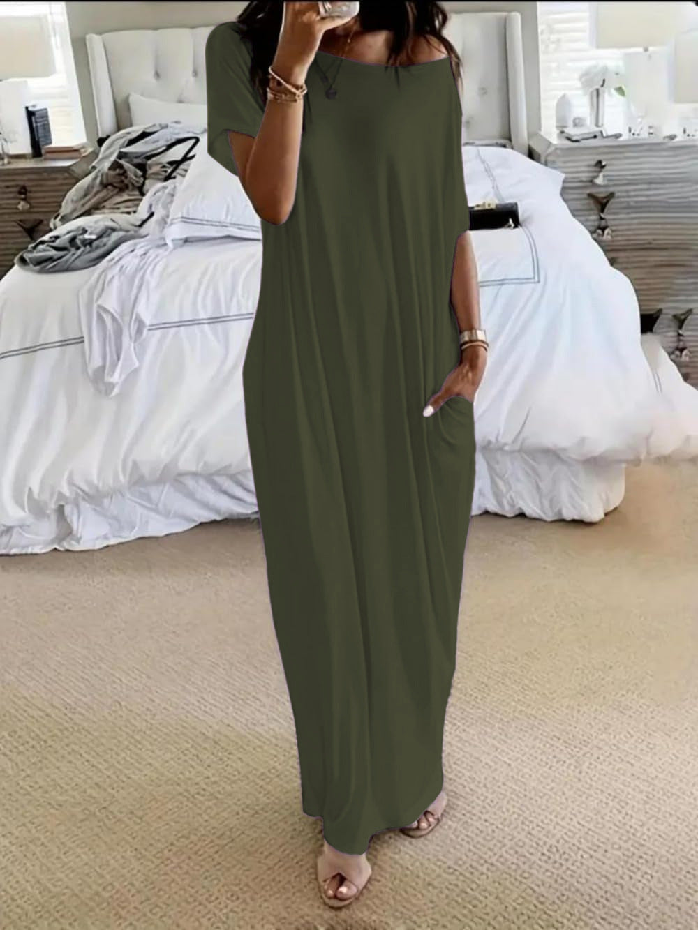 Beatriz - Vestido Casual Oversize Asimétrico con Hombros Descubiertos