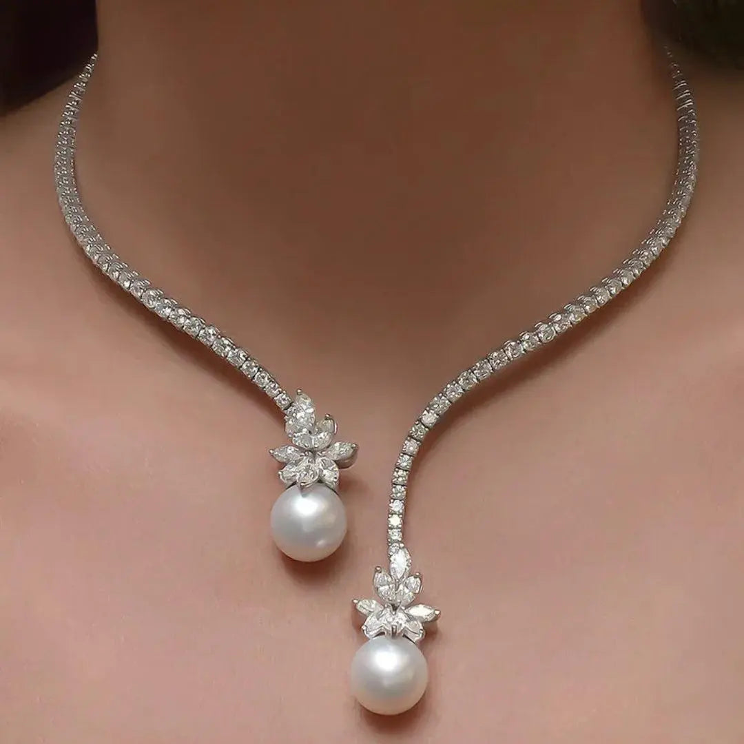 Valentina - Collar Elegante con Perlas de Plata de Ley