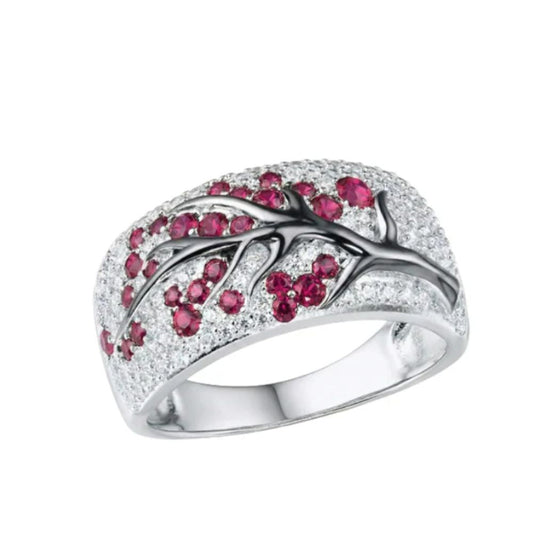 Anillo Árbol Florido de Rubí