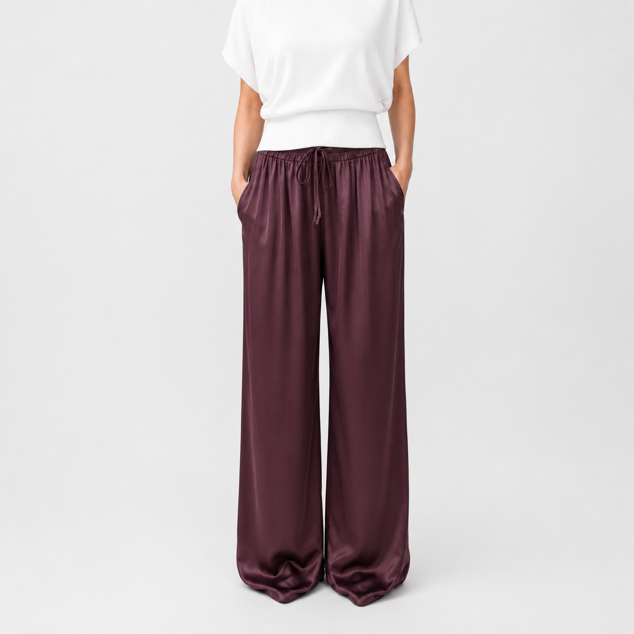 Isabel - Pantalón Satén de Pierna Ancha