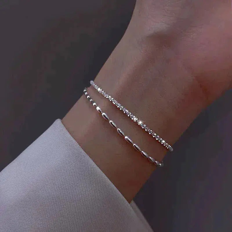 Amparo - Set de Pulseras Plateadas Elegantes con Piedras de Circonio