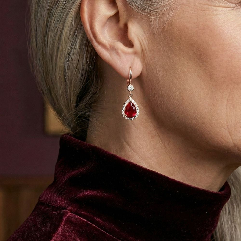Aretes Lágrima de Rubí