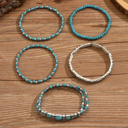 Verónica - Set de Pulseras con Cuentas Turquesa