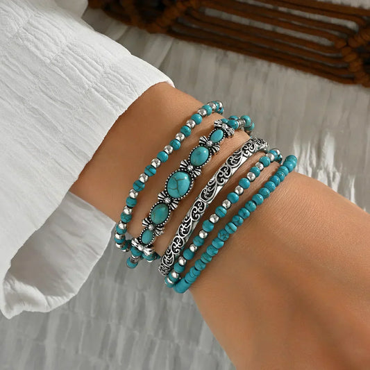 Verónica - Set de Pulseras con Cuentas Turquesa