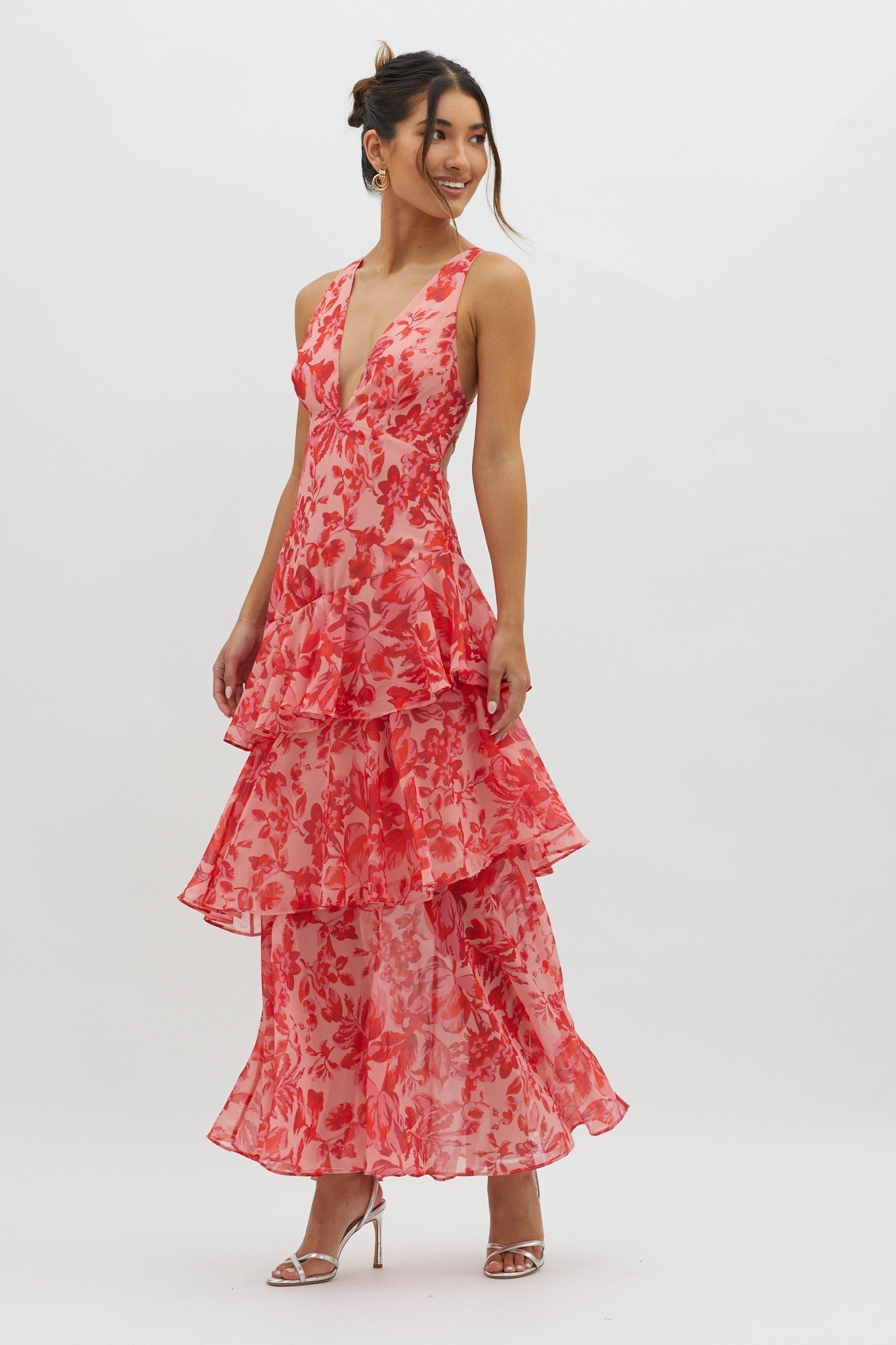 Lisa - Vestido Maxi Floral con Volantes