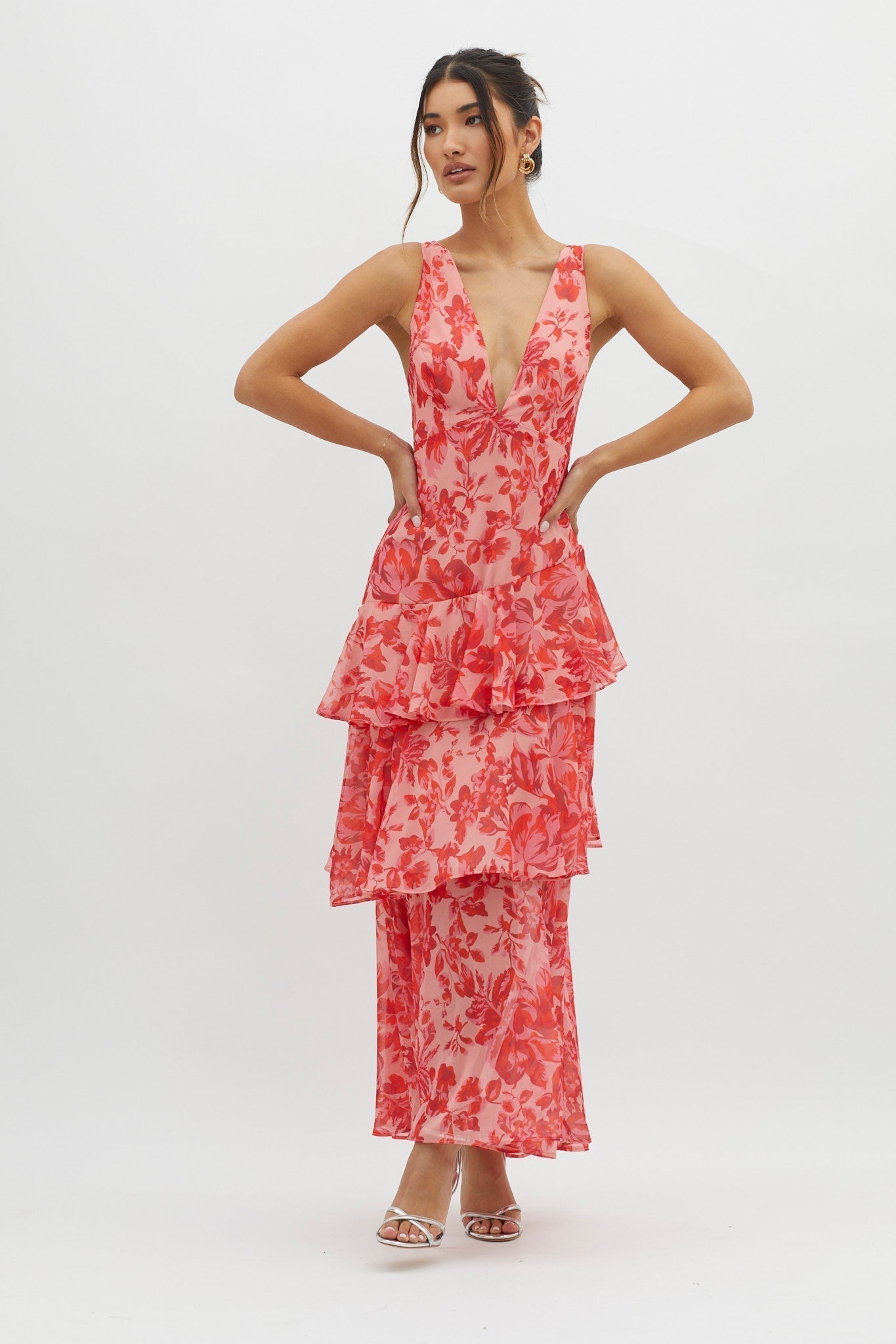 Lisa - Vestido Maxi Floral con Volantes
