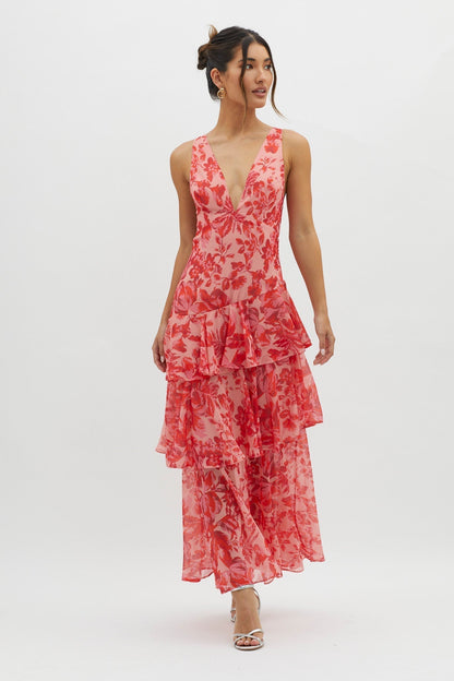 Lisa - Vestido Maxi Floral con Volantes