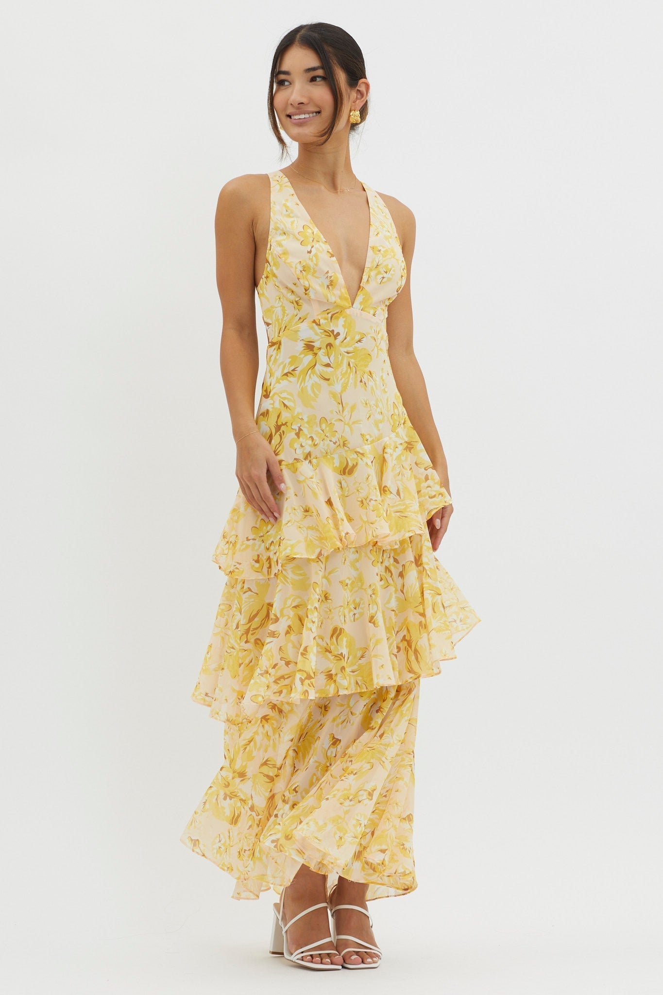 Lisa - Vestido Maxi Floral con Volantes