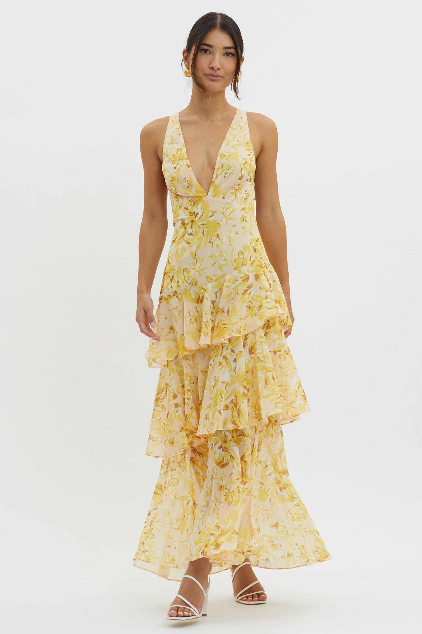 Lisa - Vestido Maxi Floral con Volantes