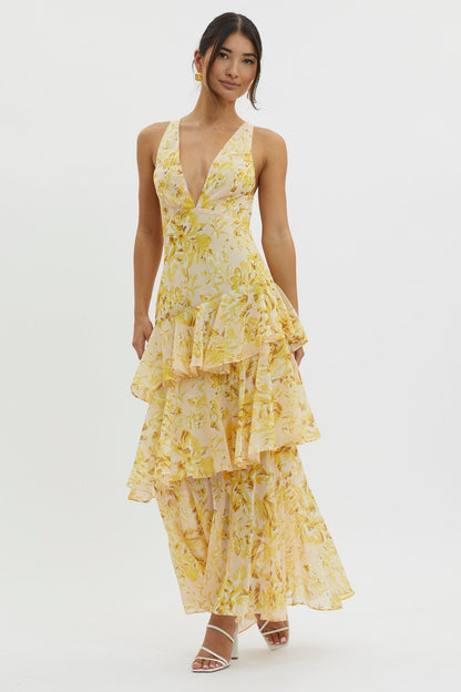Lisa - Vestido Maxi Floral con Volantes