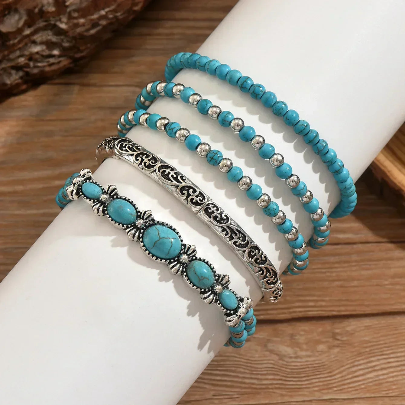 Verónica - Set de Pulseras con Cuentas Turquesa