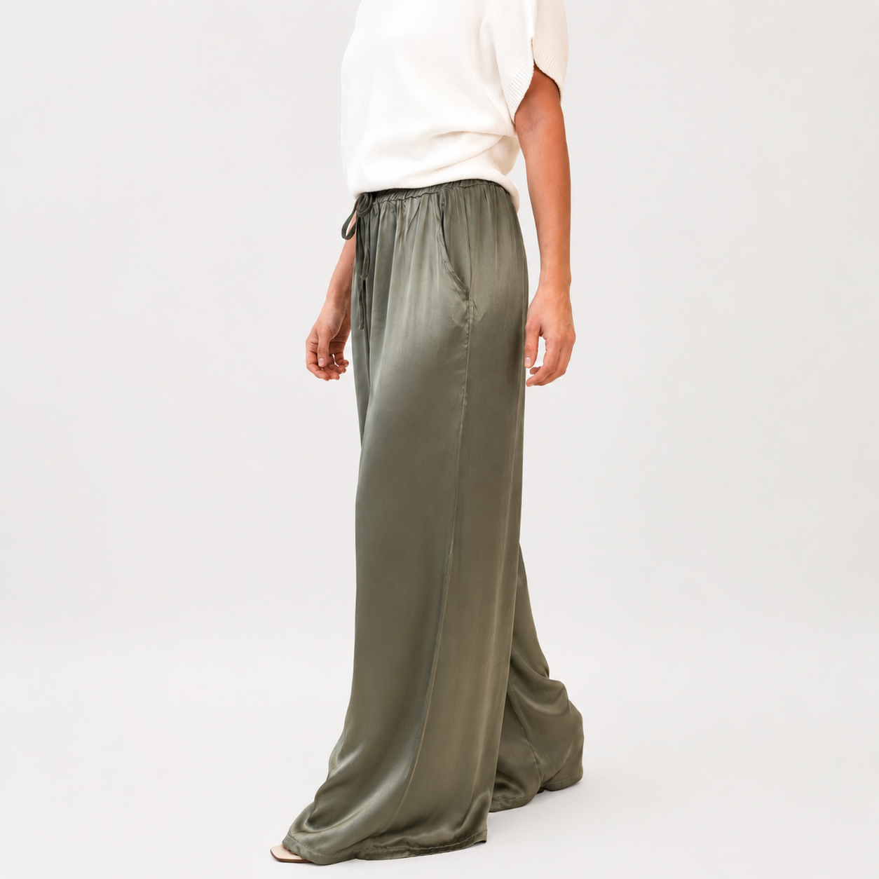 Isabel - Pantalón Satén de Pierna Ancha