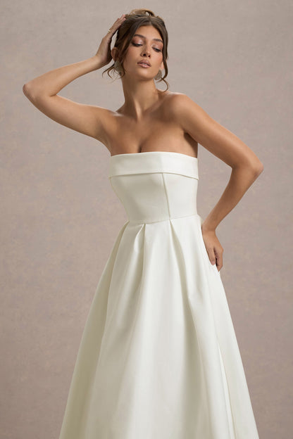 Ana - Vestido Midi con Estilo y Escote de Hombros Descubiertos
