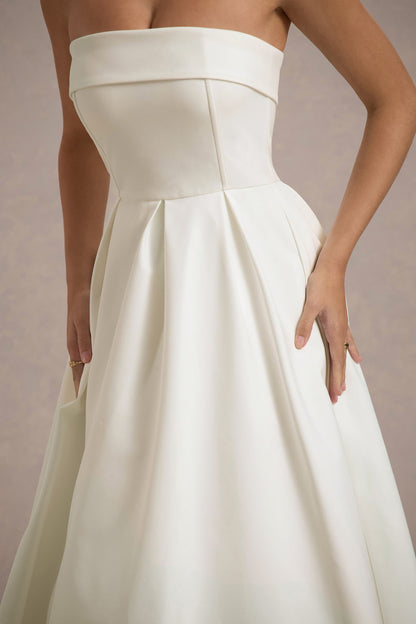 Ana - Vestido Midi con Estilo y Escote de Hombros Descubiertos
