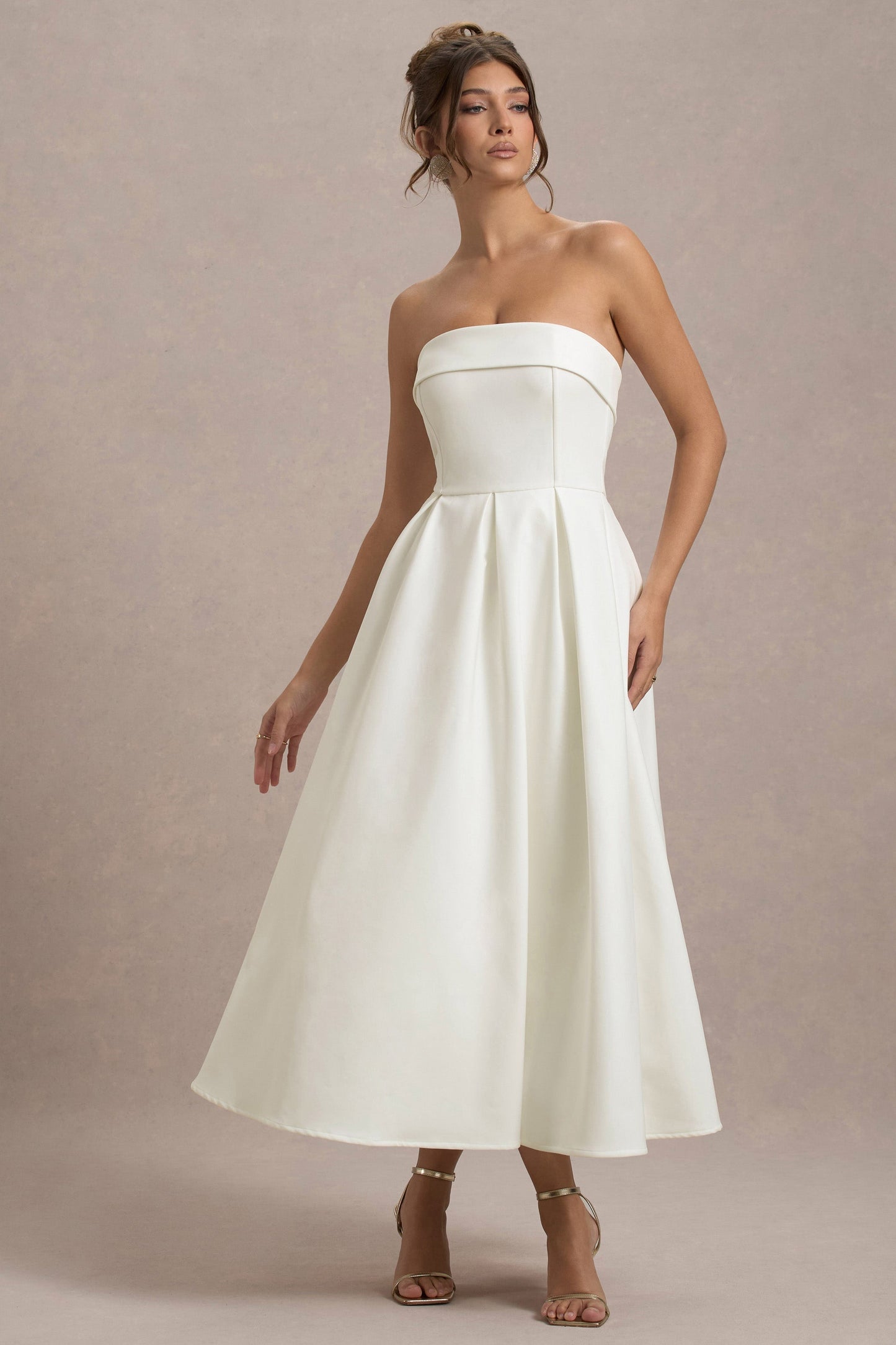 Ana - Vestido Midi con Estilo y Escote de Hombros Descubiertos