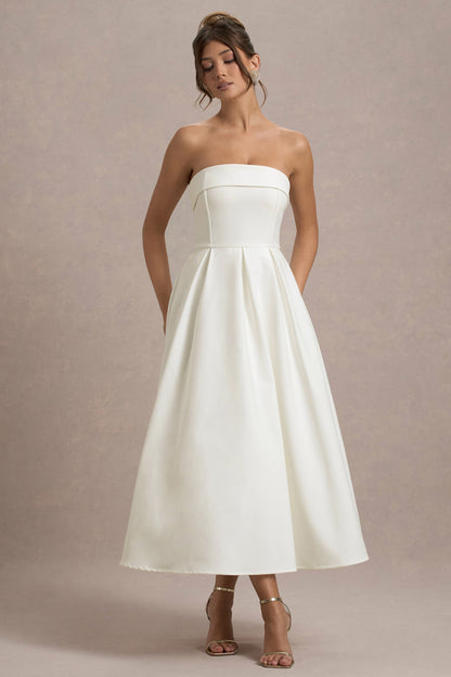 Ana - Vestido Midi con Estilo y Escote de Hombros Descubiertos