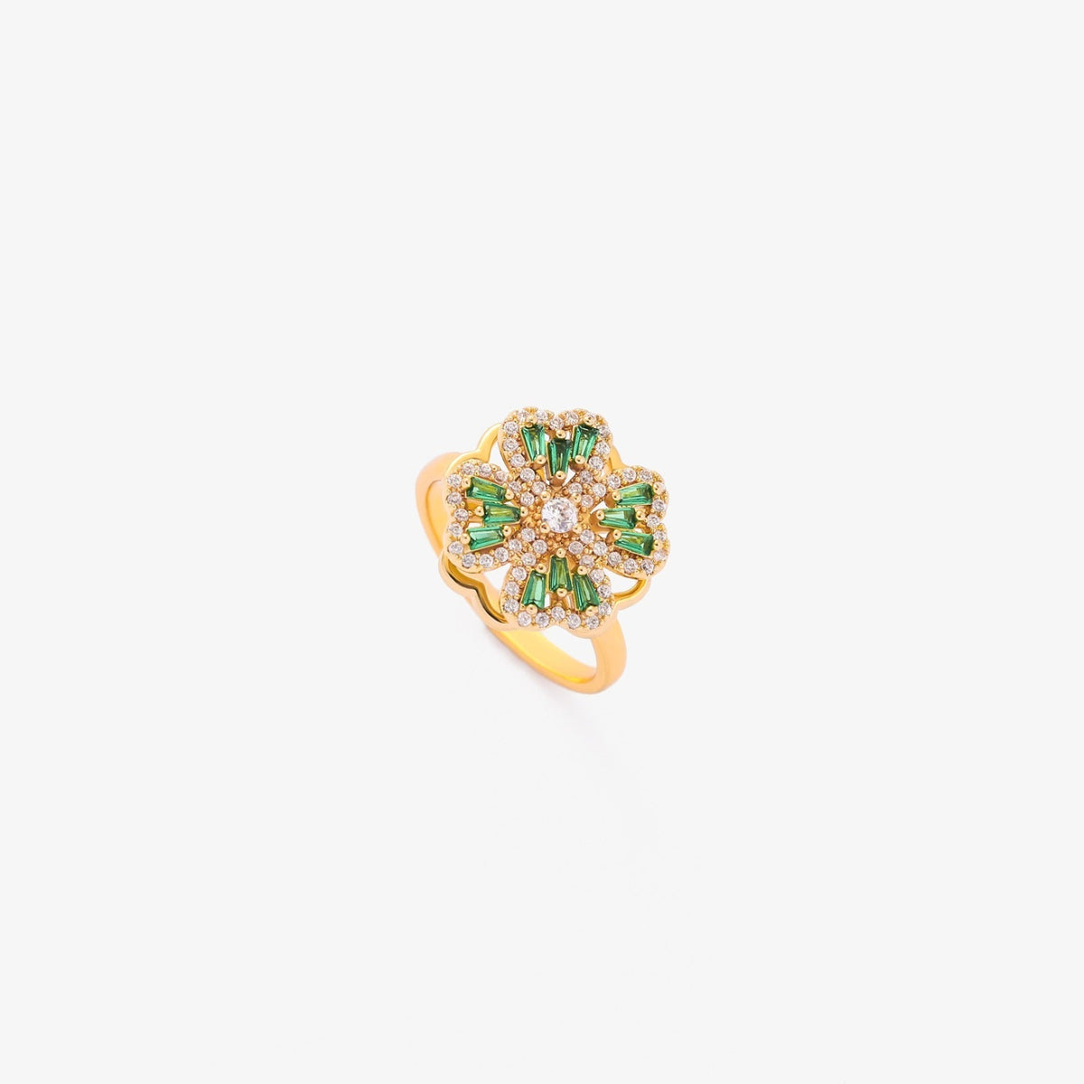 Tamara - Anillo Giratorio de Trébol de Esmeralda | Dorado