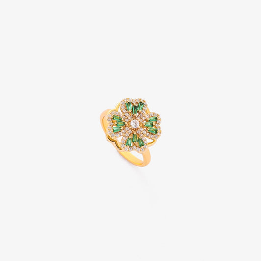 Tamara - Anillo Giratorio de Trébol de Esmeralda | Dorado