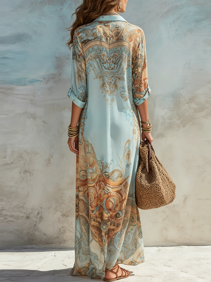 Rocío - Vestido Maxi Bohemio Azul