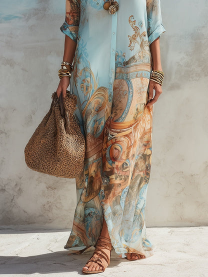 Rocío - Vestido Maxi Bohemio Azul
