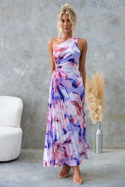 Irene - Vestido Midi Plisado con Un Solo Hombro