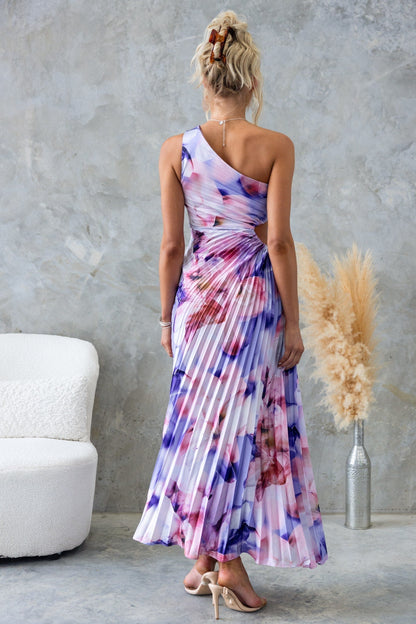 Irene - Vestido Midi Plisado con Un Solo Hombro