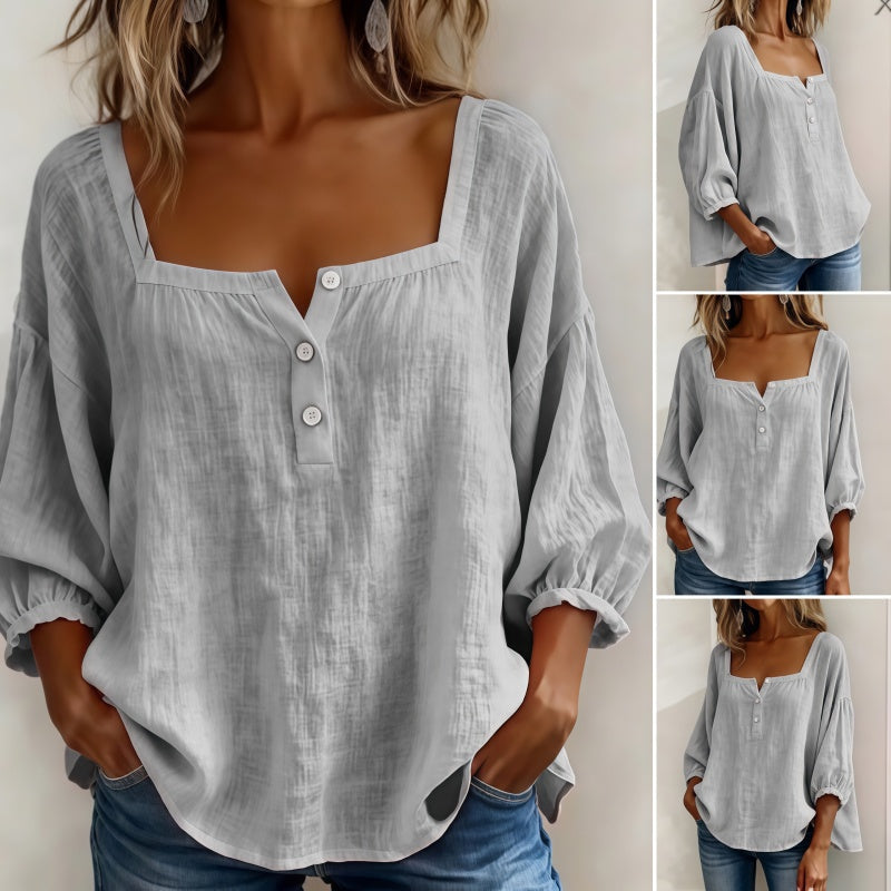 Zaira - Blusa con Cuello Cuadrado y Mangas Abullonadas