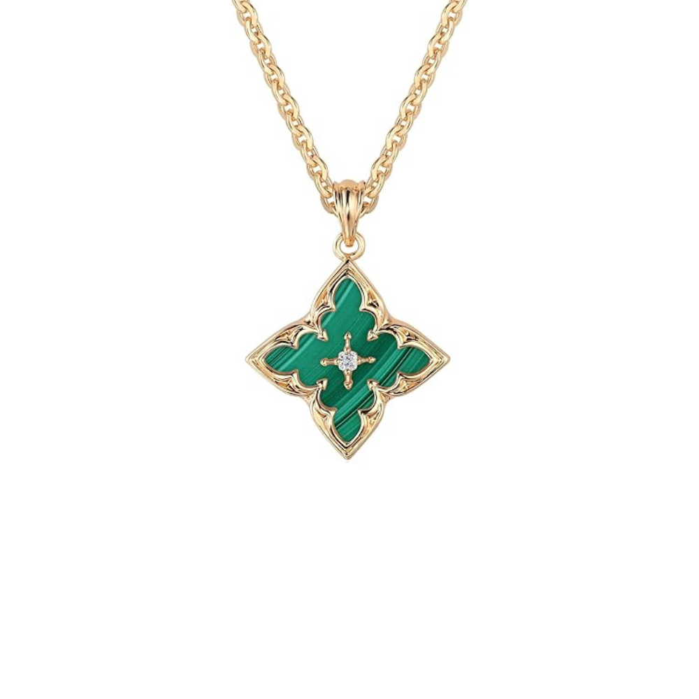 Graciela - Collar con Colgante de Trébol de Esmeralda | Dorado