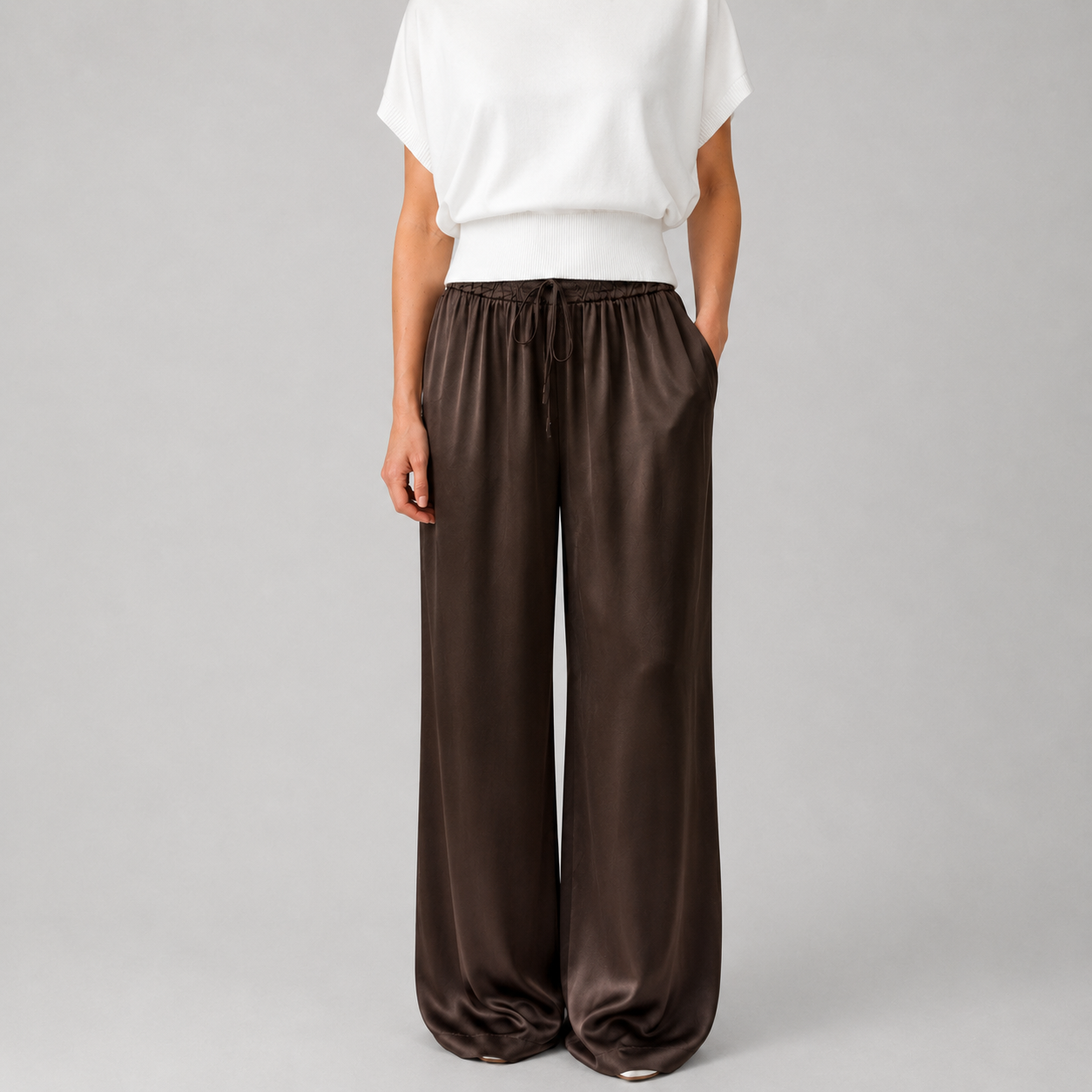 Isabel - Pantalón Satén de Pierna Ancha