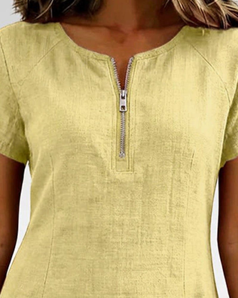 Elena - Vestido de Algodón con Bolsillo de Cremallera