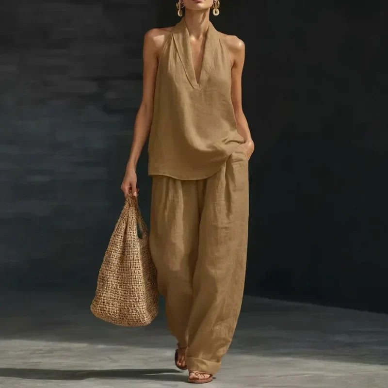 Ainhoa - Conjunto de Dos Piezas con Textura de Lino