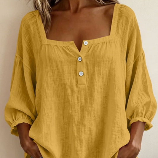 Zaira - Blusa con Cuello Cuadrado y Mangas Abullonadas