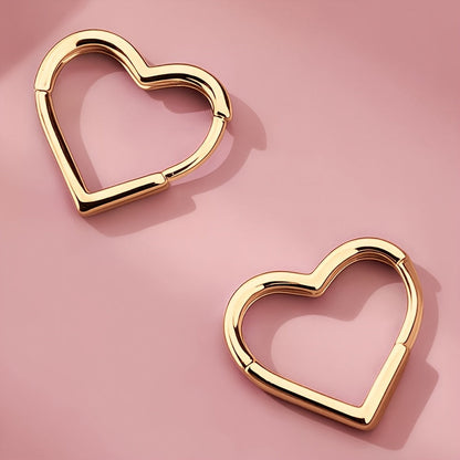 Pilar - Pendientes Dorados en Forma de Corazón de Acero Inoxidable
