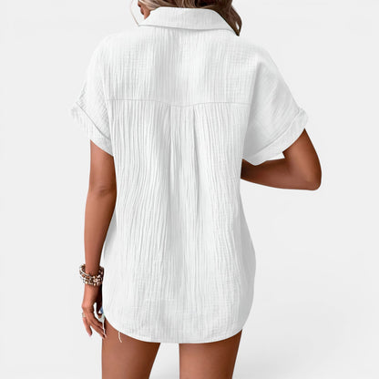 Rebeca - Camisa de Manga Corta Texturizada con Botones Delanteros