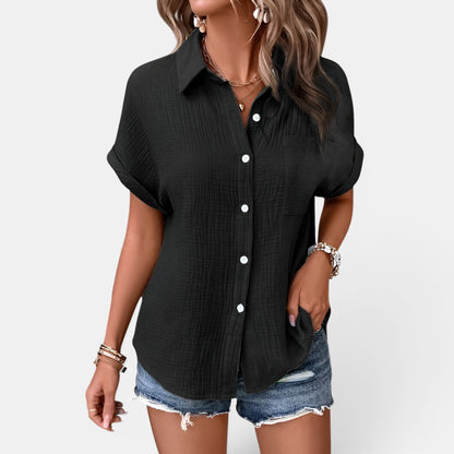 Rebeca - Camisa de Manga Corta Texturizada con Botones Delanteros
