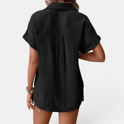 Rebeca - Camisa de Manga Corta Texturizada con Botones Delanteros