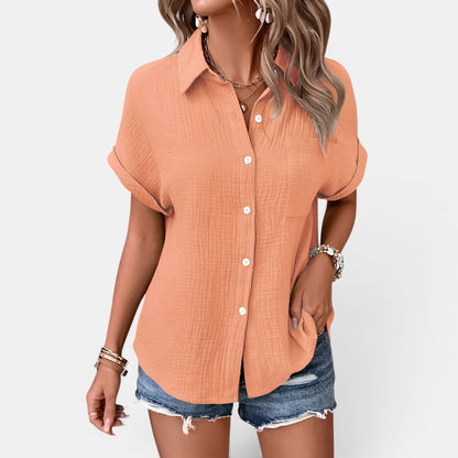 Rebeca - Camisa de Manga Corta Texturizada con Botones Delanteros