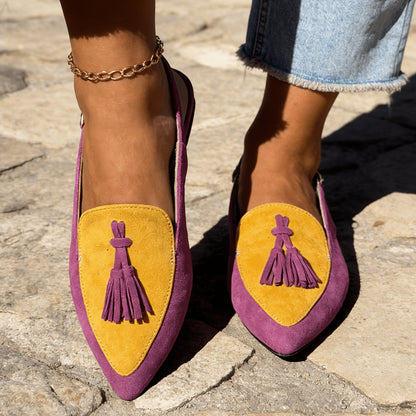 Marisa - Mules Slingback con Hebilla y Borlas