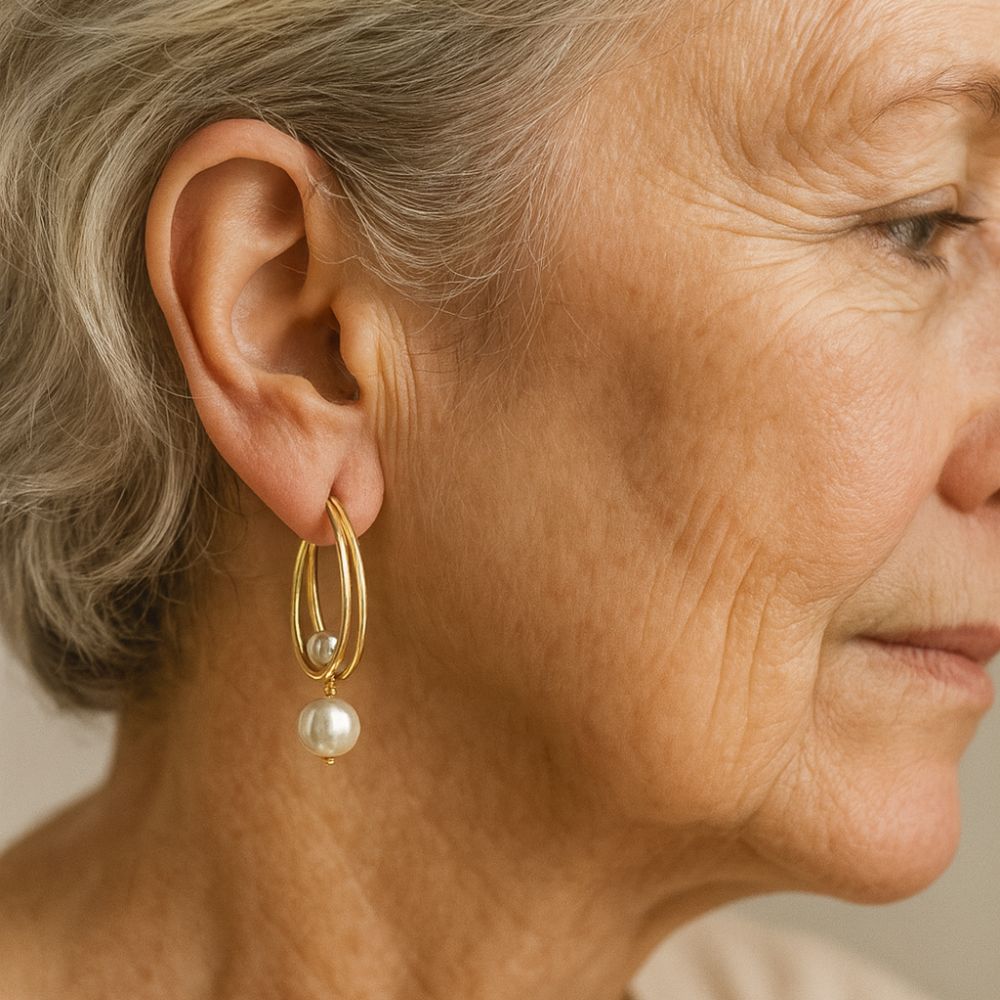 Vintage Gold - Pendientes de Perla