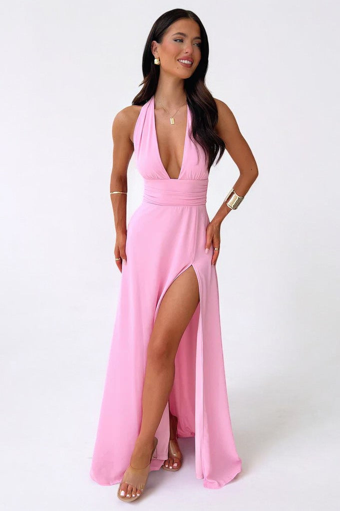 Nerea - Vestido Maxi Halter con Abertura
