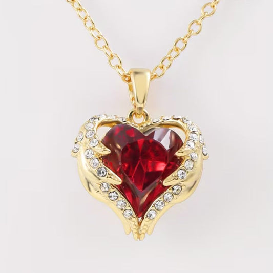 Collar Corazón de Rubí Abrazo de Ángel