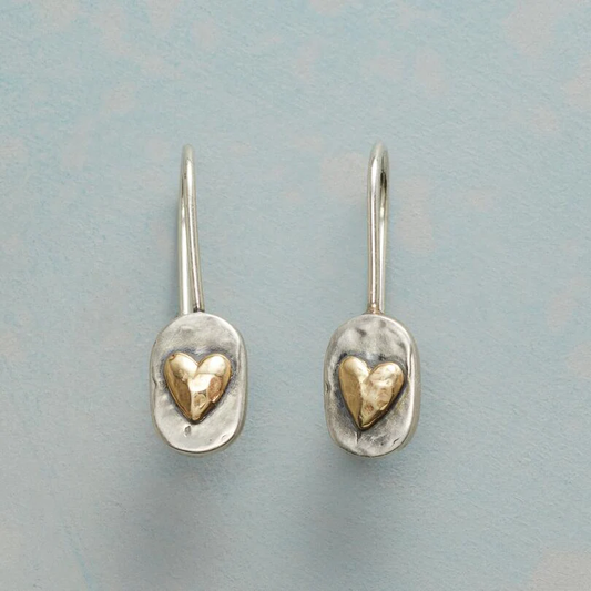 Macarena - Pendientes en Forma de Corazón de Plata y Oro