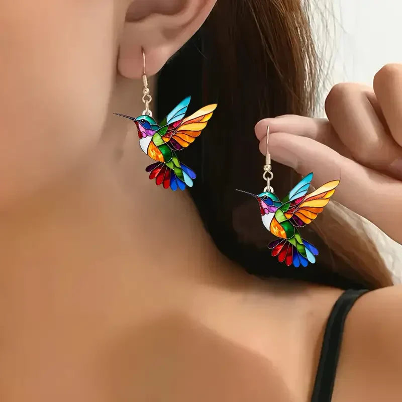 Gumesinda - Pendientes de Colibrí en Oro Blanco