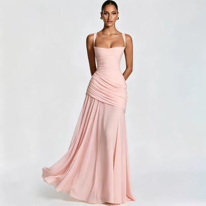 Aitana - Vestido Maxi con Escote Cuadrado Fruncido