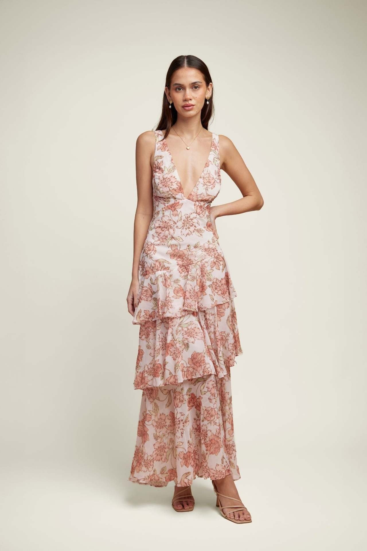 Lisa - Vestido Maxi Floral con Volantes
